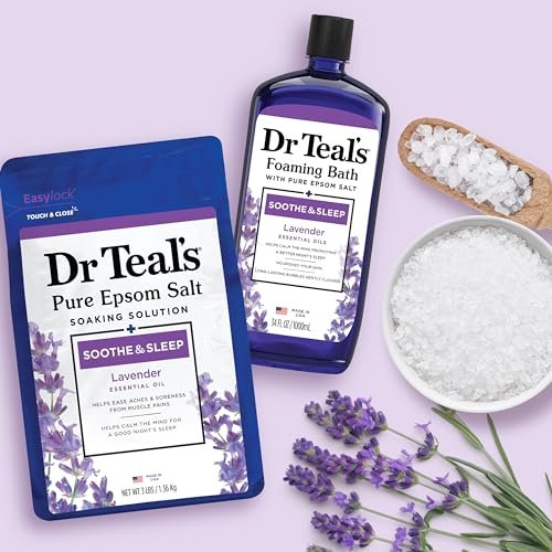 Dr. Teal's Epsom Salt Soaking Solution & Foaming Bath Combo Pack, Lavender, 41 Fl Oz (Pack of 2) Avelisse