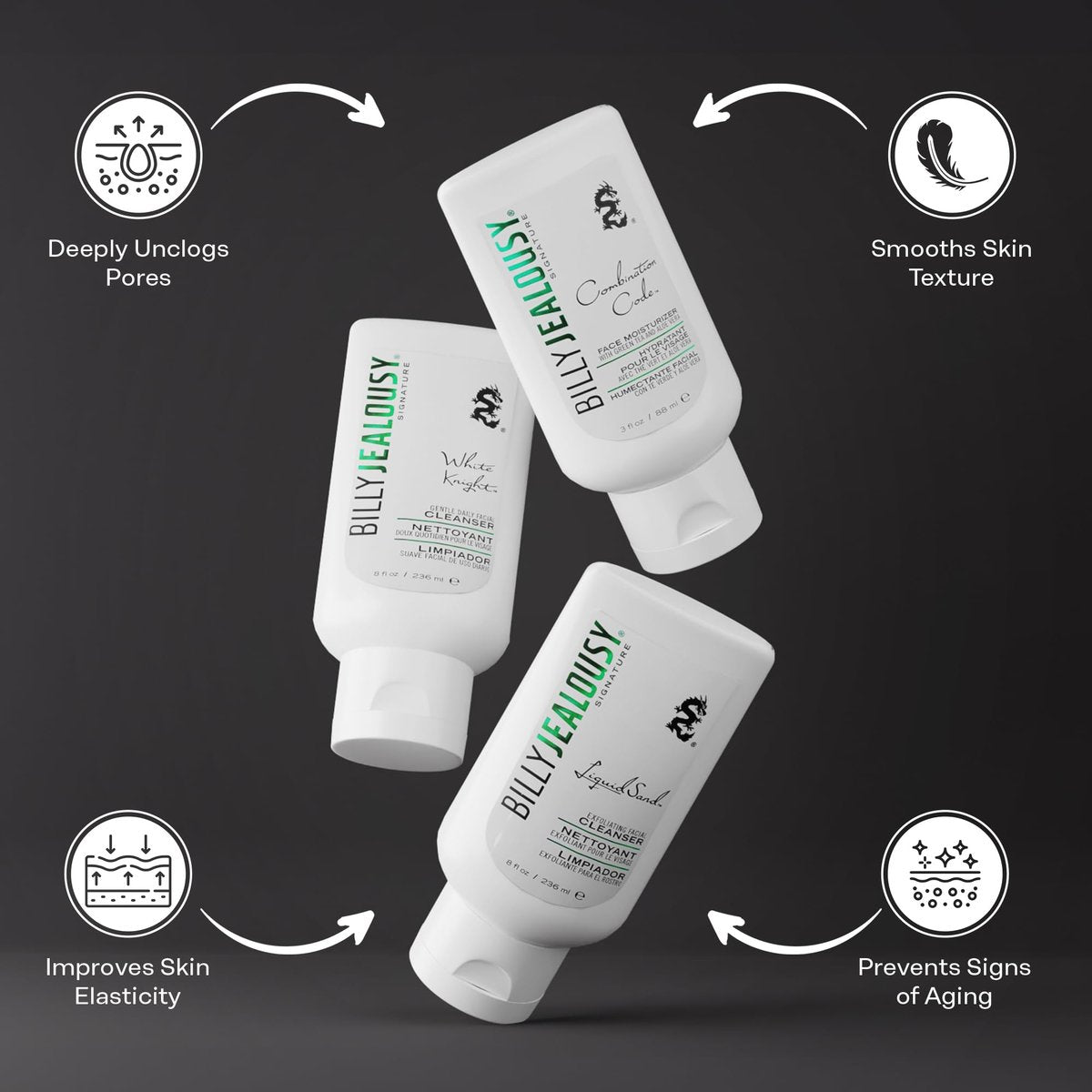Billy Jealousy Face3Some Face Trio: Vegan Men's Skin Care Kit with Daily Facial Cleanser, Exfoliating Cleanser & Moisturizer - Travel Size Toiletries, Gentle Fresh Scent - görsel 7
