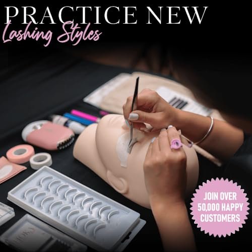 Hoka Lash Eyelash Extension Kit & Training Course with Certification – Professional Lash Kit for Beginners with Practice Mannequin, Lash Trays, Glue, Tweezers, Fan & More Avelisse