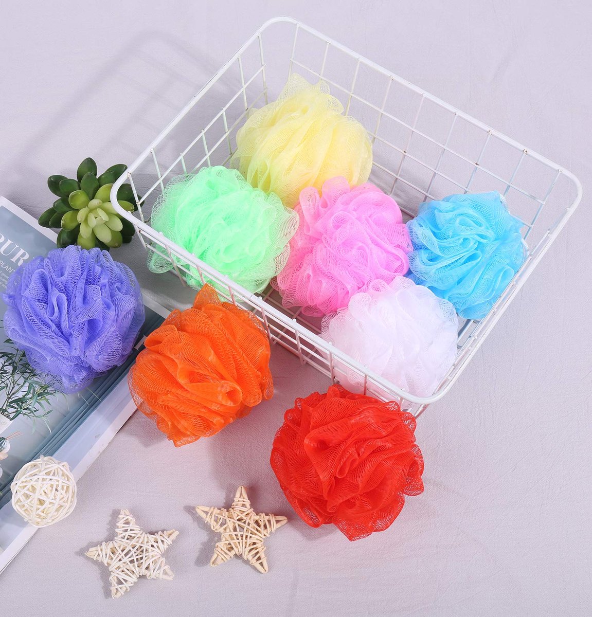 Colorful Mesh Bath Sponges for Kids – 8-Pack Exfoliating Shower Poufs - görsel 5