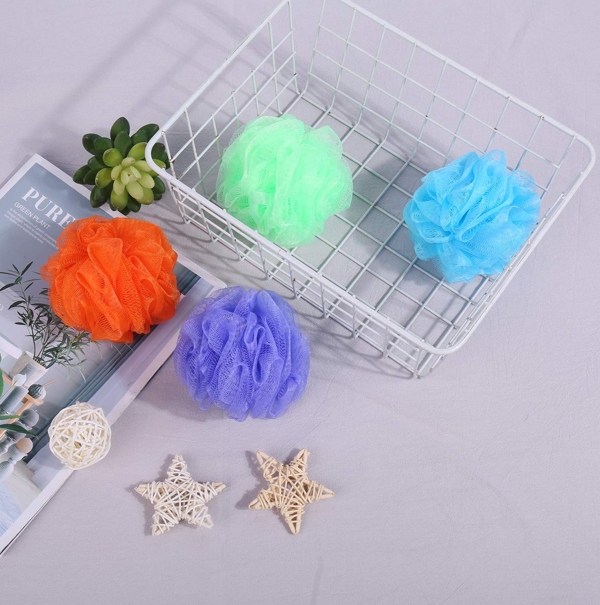 Colorful Mesh Bath Sponges for Kids – 8-Pack Exfoliating Shower Poufs - görsel 3