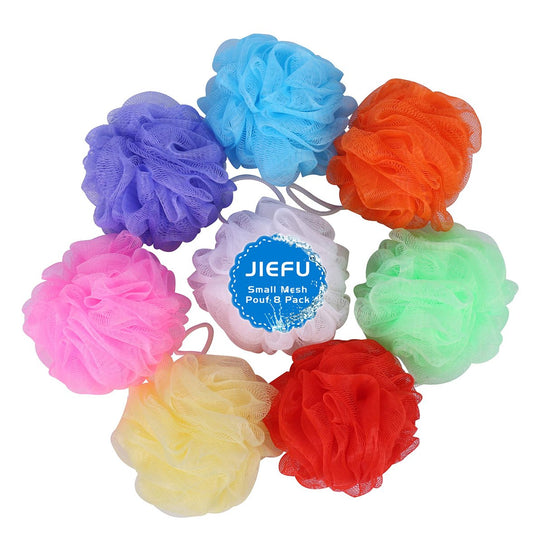 Colorful Mesh Bath Sponges for Kids – 8-Pack Exfoliating Shower Poufs