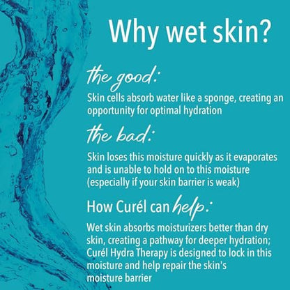 Curel Hydra Therapy Itch Defense Moisturizer Wet Skin Lotion with Advanced Ceramide Complex, Vitamin E & Oatmeal Extract, 12 oz
