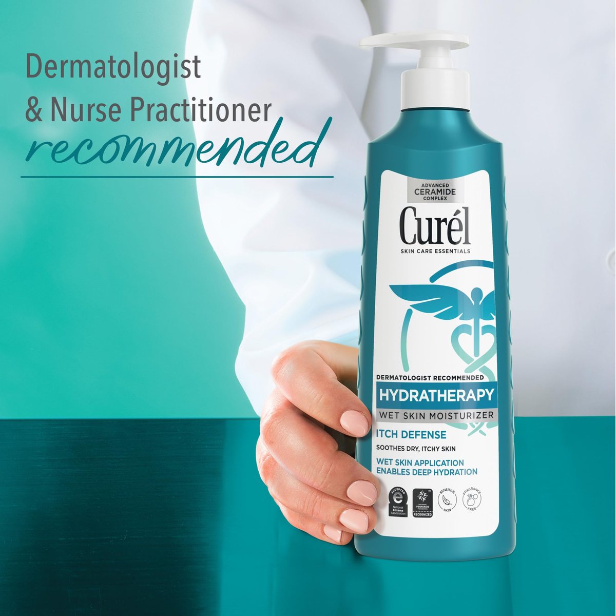 Curel Hydra Therapy Itch Defense Moisturizer Wet Skin Lotion with Advanced Ceramide Complex, Vitamin E & Oatmeal Extract, 12 oz - görsel 9