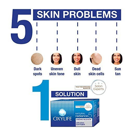 OxyLife Natural Radiance 5 Creme Bleach for Face – Gentle Facial Hair Lightener, 310g Avelisse
