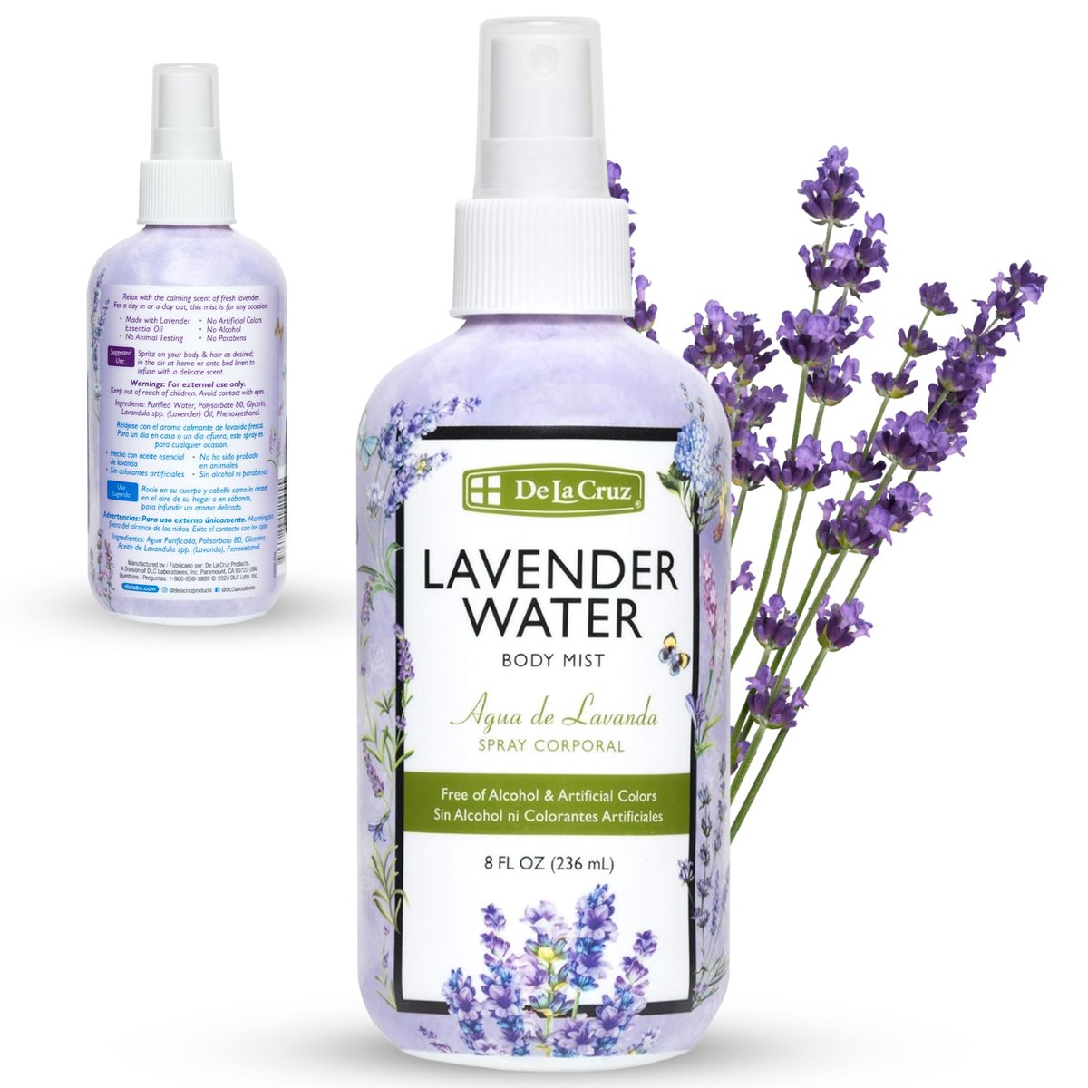 De La Cruz Lavender Water Body Mist - Soothing Lavender Spray with Pure Essential Oil, 8 fl oz - görsel 1