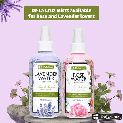 De La Cruz Lavender Water Body Mist - Soothing Lavender Spray with Pure Essential Oil, 8 fl oz
