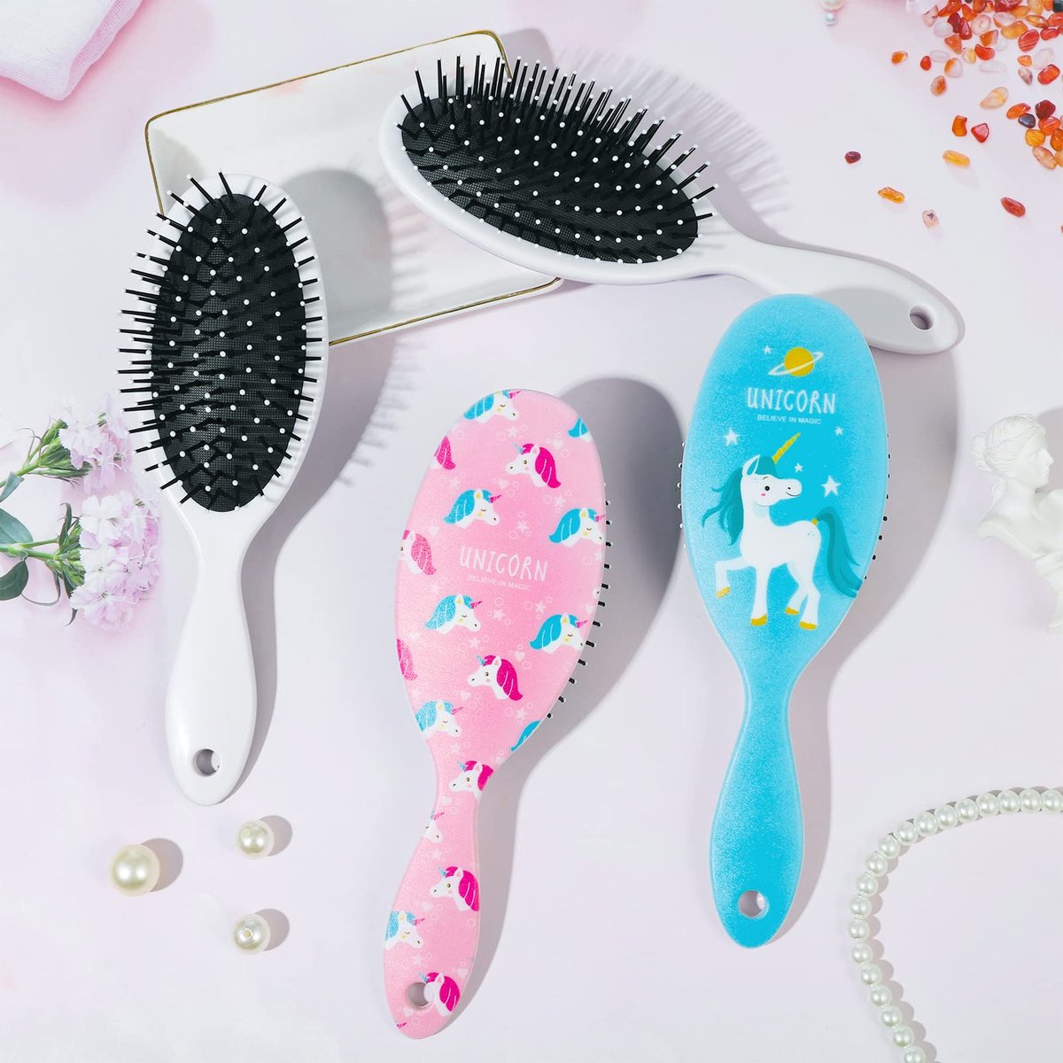 AhlsenL 4 Pack Detangler Hair Brushes - Anti-Static Massage Comb for Women, Girls - Ideal for Curly, Straight, Long or Short Hair Avelisse