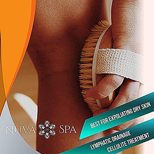 Nuva Spa Dry Brushing Bamboo Body Brush – Natural Boar Bristle Exfoliating Brush for Cellulite Treatment, Lymphatic Drainage & Spa-Quality Skin Care - görsel 7