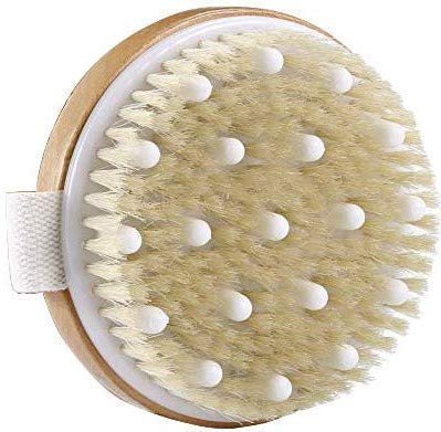 Nuva Spa Dry Brushing Bamboo Body Brush – Natural Boar Bristle Exfoliating Brush for Cellulite Treatment, Lymphatic Drainage & Spa-Quality Skin Care - görsel 1