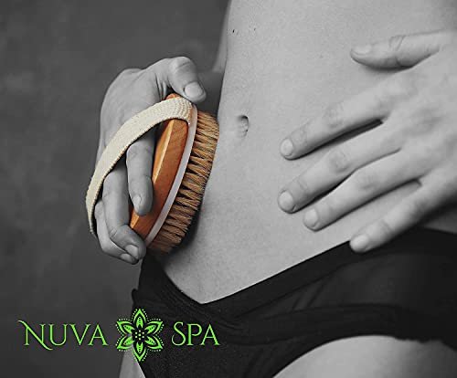 Nuva Spa Dry Brushing Bamboo Body Brush – Natural Boar Bristle Exfoliating Brush for Cellulite Treatment, Lymphatic Drainage & Spa-Quality Skin Care - görsel 13