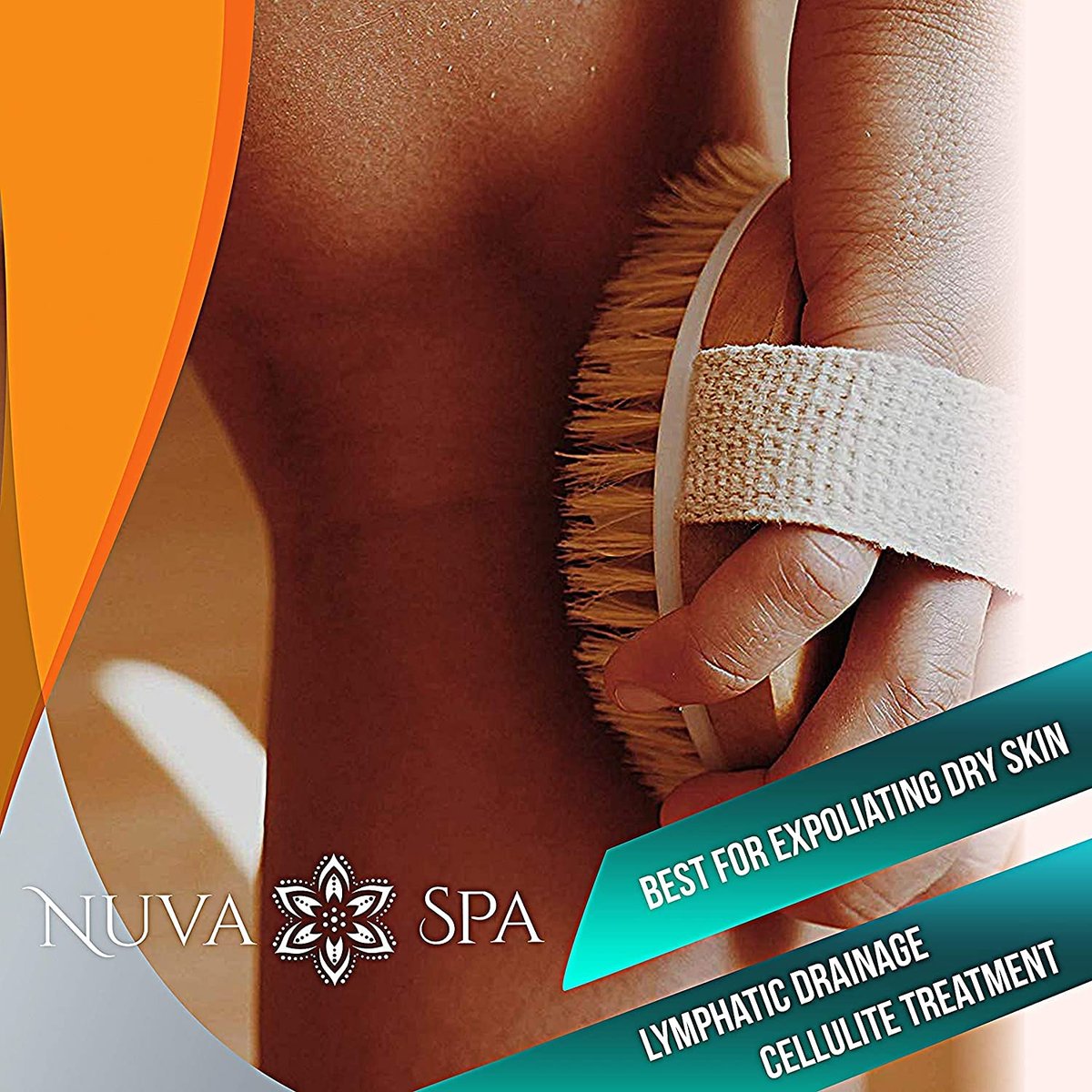 Nuva Spa Dry Brushing Bamboo Body Brush – Natural Boar Bristle Exfoliating Brush for Cellulite Treatment, Lymphatic Drainage & Spa-Quality Skin Care - görsel 6