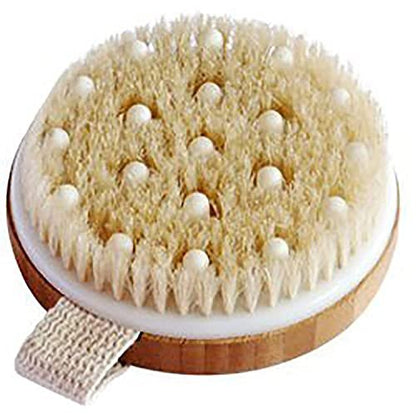 Nuva Spa Dry Brushing Bamboo Body Brush – Natural Boar Bristle Exfoliating Brush for Cellulite Treatment, Lymphatic Drainage & Spa-Quality Skin Care