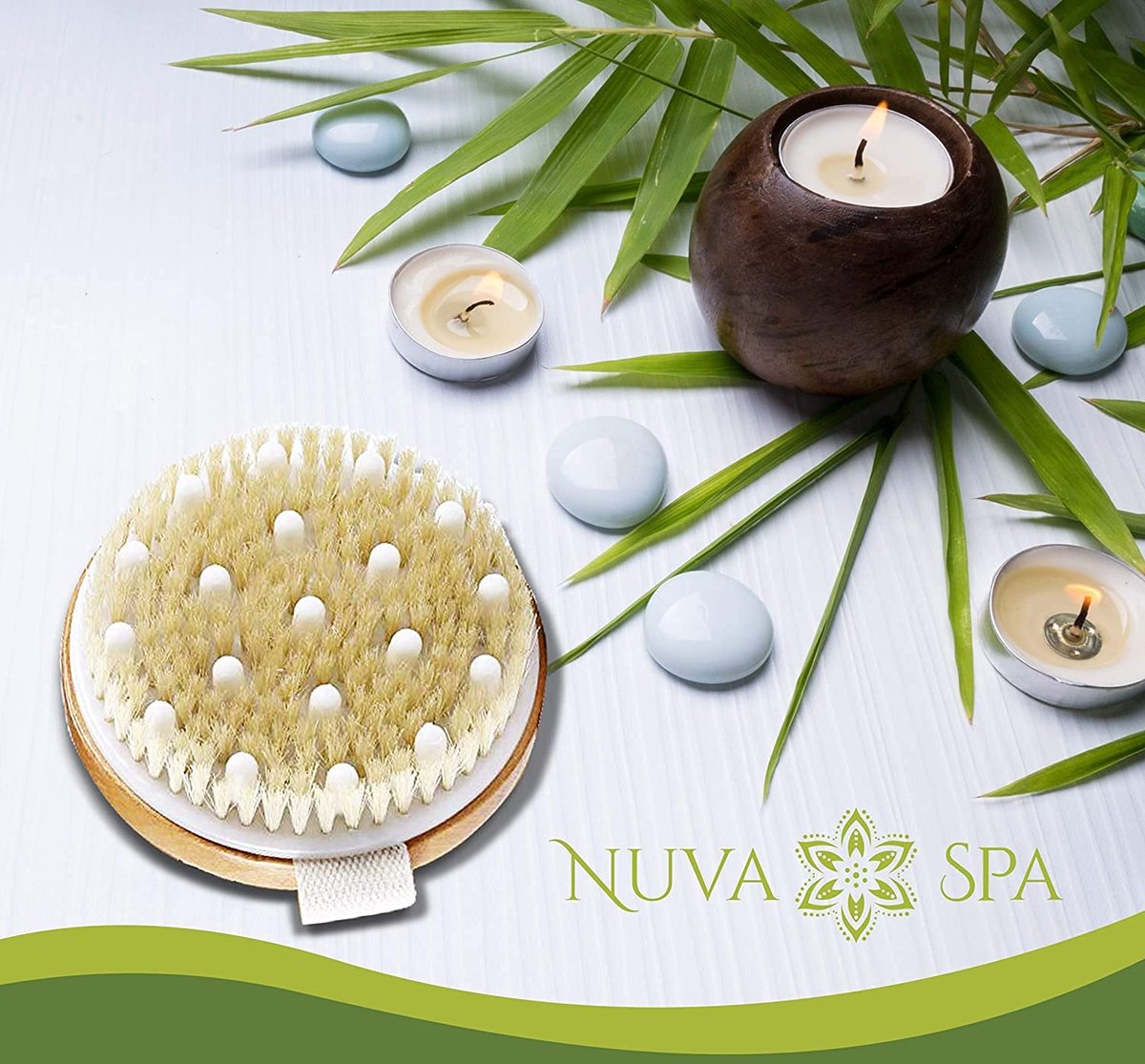 Nuva Spa Dry Brushing Bamboo Body Brush – Natural Boar Bristle Exfoliating Brush for Cellulite Treatment, Lymphatic Drainage & Spa-Quality Skin Care - görsel 10