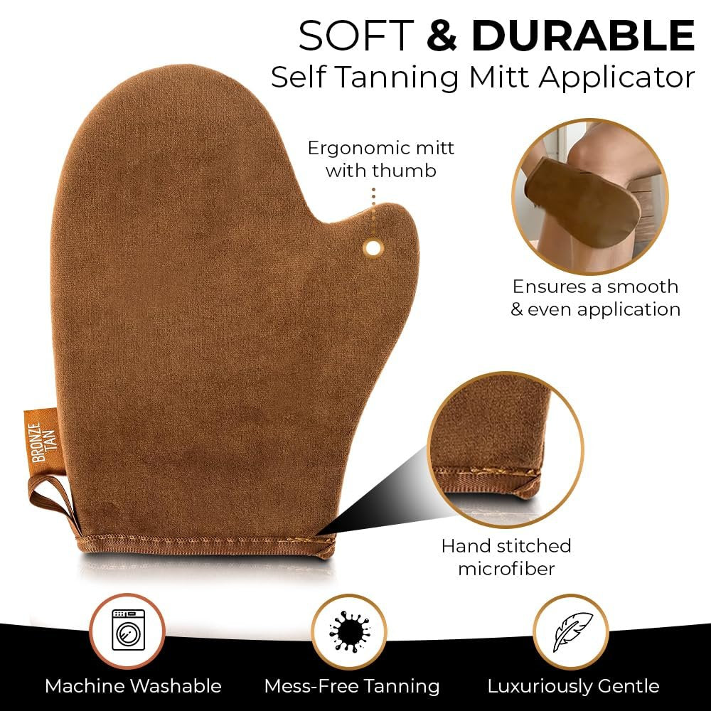 Self Tanning Mitt Applicator With Thumb – Ultra Soft Reusable Tanning Glove for Streak-Free Sunless Tan - görsel 3