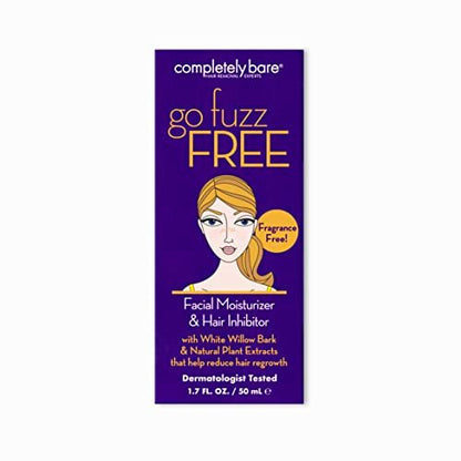 Completely Bare Go Fuzz Free Face Moisturizer & Hair Inhibitor – Anti-Aging Extracts & Hair Minimizers for Smooth, Youthful Skin