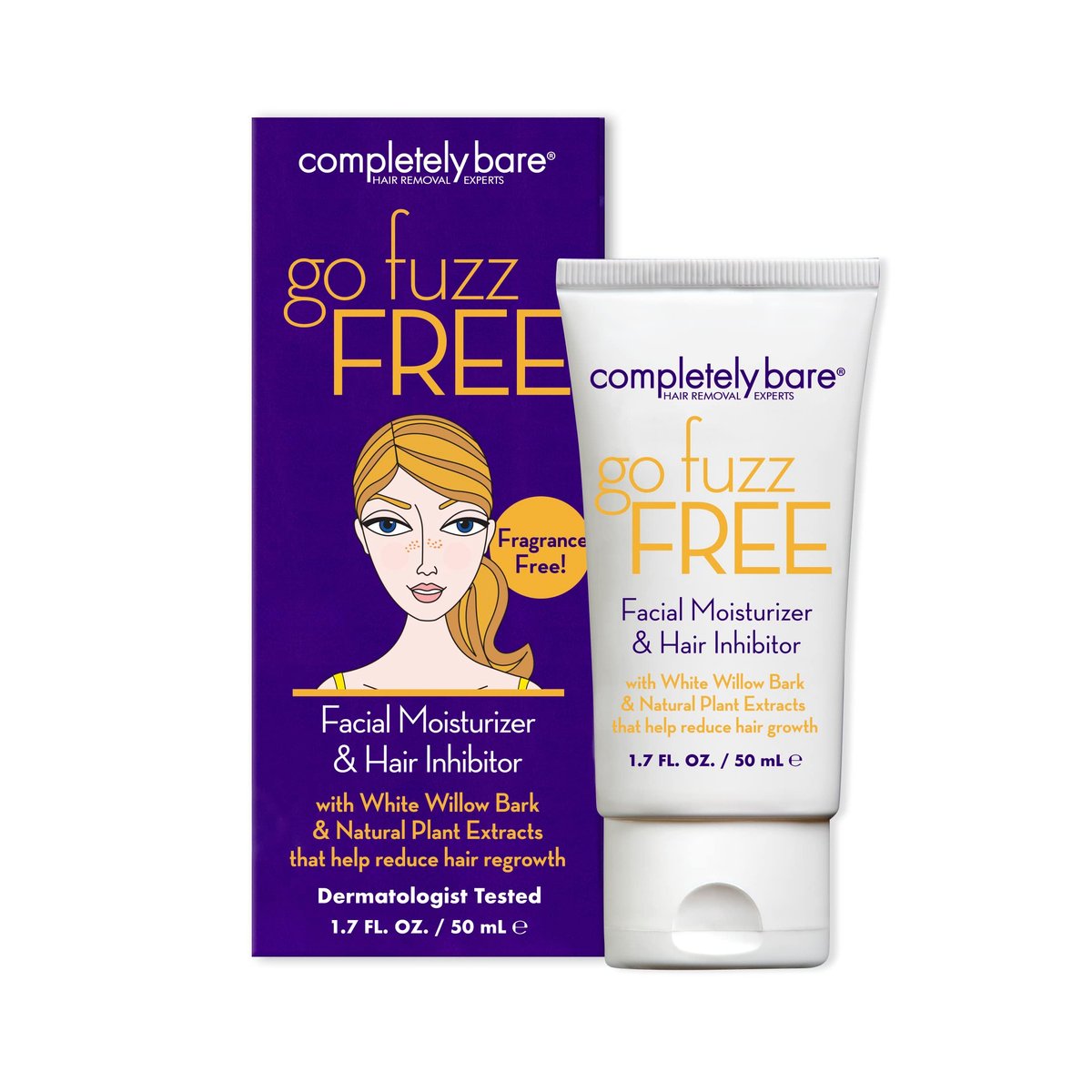 Completely Bare Go Fuzz Free Face Moisturizer & Hair Inhibitor – Anti-Aging Extracts & Hair Minimizers for Smooth, Youthful Skin - görsel 1