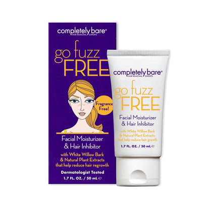 Completely Bare Go Fuzz Free Face Moisturizer & Hair Inhibitor – Anti-Aging Extracts & Hair Minimizers for Smooth, Youthful Skin