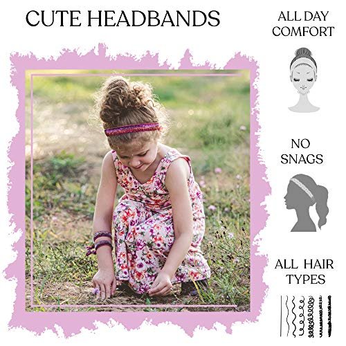 FROG SAC 6 Glitter Headbands for Girls - Adjustable Non-Slip Velvet Hair Bands for Kids, Sparkly Stretch Elastic Hair Accessories for Gymnastics, Teen Girls, Women Avelisse
