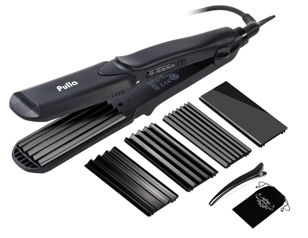 Pulla 4-in-1 Hair Straightener and Crimper - Tourmaline Ceramic Flat Iron with Adjustable Temperature 320°F-430°F for All Hair Types Avelisse