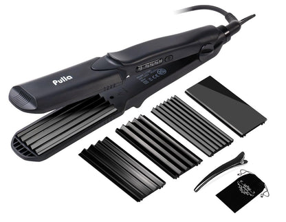 Pulla 4-in-1 Hair Straightener and Crimper - Tourmaline Ceramic Flat Iron with Adjustable Temperature 320°F-430°F for All Hair Types Avelisse