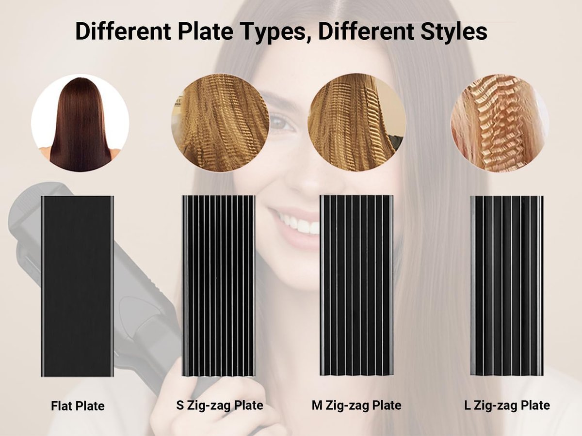 Pulla 4-in-1 Hair Straightener and Crimper - Tourmaline Ceramic Flat Iron with Adjustable Temperature 320°F-430°F for All Hair Types Avelisse