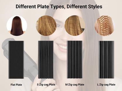 Pulla 4-in-1 Hair Straightener and Crimper - Tourmaline Ceramic Flat Iron with Adjustable Temperature 320°F-430°F for All Hair Types Avelisse