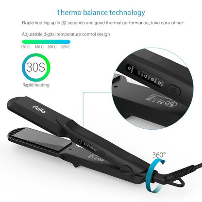Pulla 4-in-1 Hair Straightener and Crimper - Tourmaline Ceramic Flat Iron with Adjustable Temperature 320°F-430°F for All Hair Types Avelisse