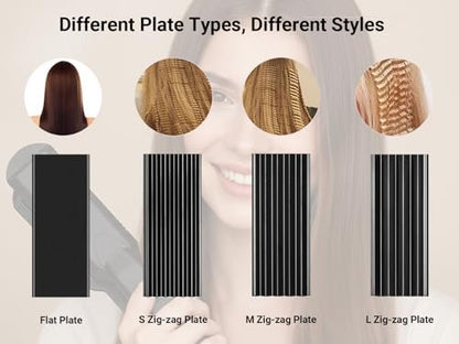 Pulla 4-in-1 Hair Straightener and Crimper - Tourmaline Ceramic Flat Iron with Adjustable Temperature 320°F-430°F for All Hair Types Avelisse