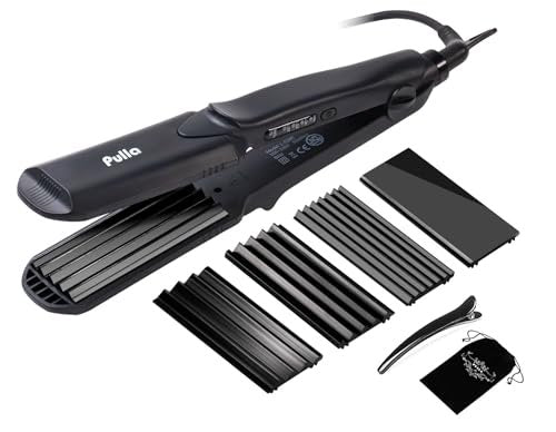 Pulla 4-in-1 Hair Straightener and Crimper - Tourmaline Ceramic Flat Iron with Adjustable Temperature 320°F-430°F for All Hair Types Avelisse