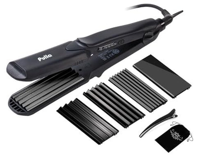 Pulla 4-in-1 Hair Straightener and Crimper - Tourmaline Ceramic Flat Iron with Adjustable Temperature 320°F-430°F for All Hair Types Avelisse