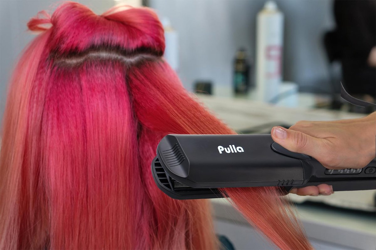 Pulla 4-in-1 Hair Straightener and Crimper - Tourmaline Ceramic Flat Iron with Adjustable Temperature 320°F-430°F for All Hair Types Avelisse