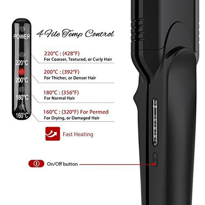Pulla 4-in-1 Hair Straightener and Crimper - Tourmaline Ceramic Flat Iron with Adjustable Temperature 320°F-430°F for All Hair Types Avelisse