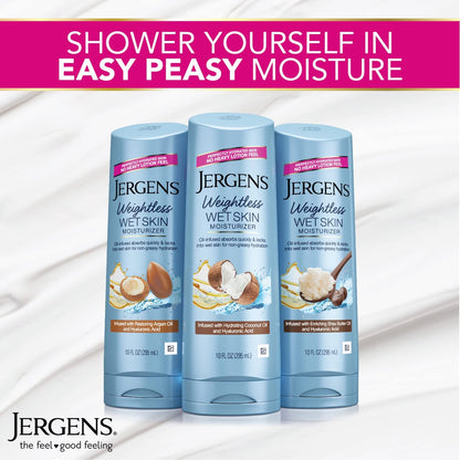 Jergens Wet Skin Body Moisturizer with Shea Butter Oil - Pure Shea Butter In-Shower Lotion for Dry Skin, Fast-Absorbing, Non-Sticky, Dermatologist Tested, 10 oz