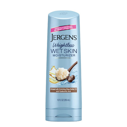 Jergens Wet Skin Body Moisturizer with Shea Butter Oil - Pure Shea Butter In-Shower Lotion for Dry Skin, Fast-Absorbing, Non-Sticky, Dermatologist Tested, 10 oz
