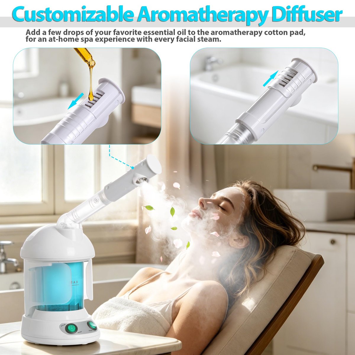 SUPER DEAL Hair Steamer PRO 3 in 1 Multifunction Ozone Facial Steamer with Bonnet Hood Attachment - Hair Therapy & Face Steamer for Home or Salon Avelisse