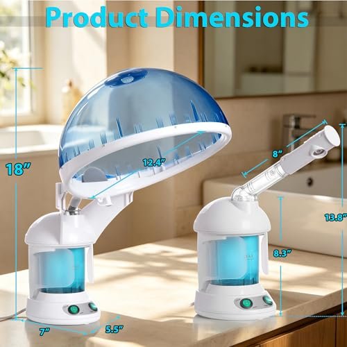 SUPER DEAL Hair Steamer PRO 3 in 1 Multifunction Ozone Facial Steamer with Bonnet Hood Attachment - Hair Therapy & Face Steamer for Home or Salon Avelisse