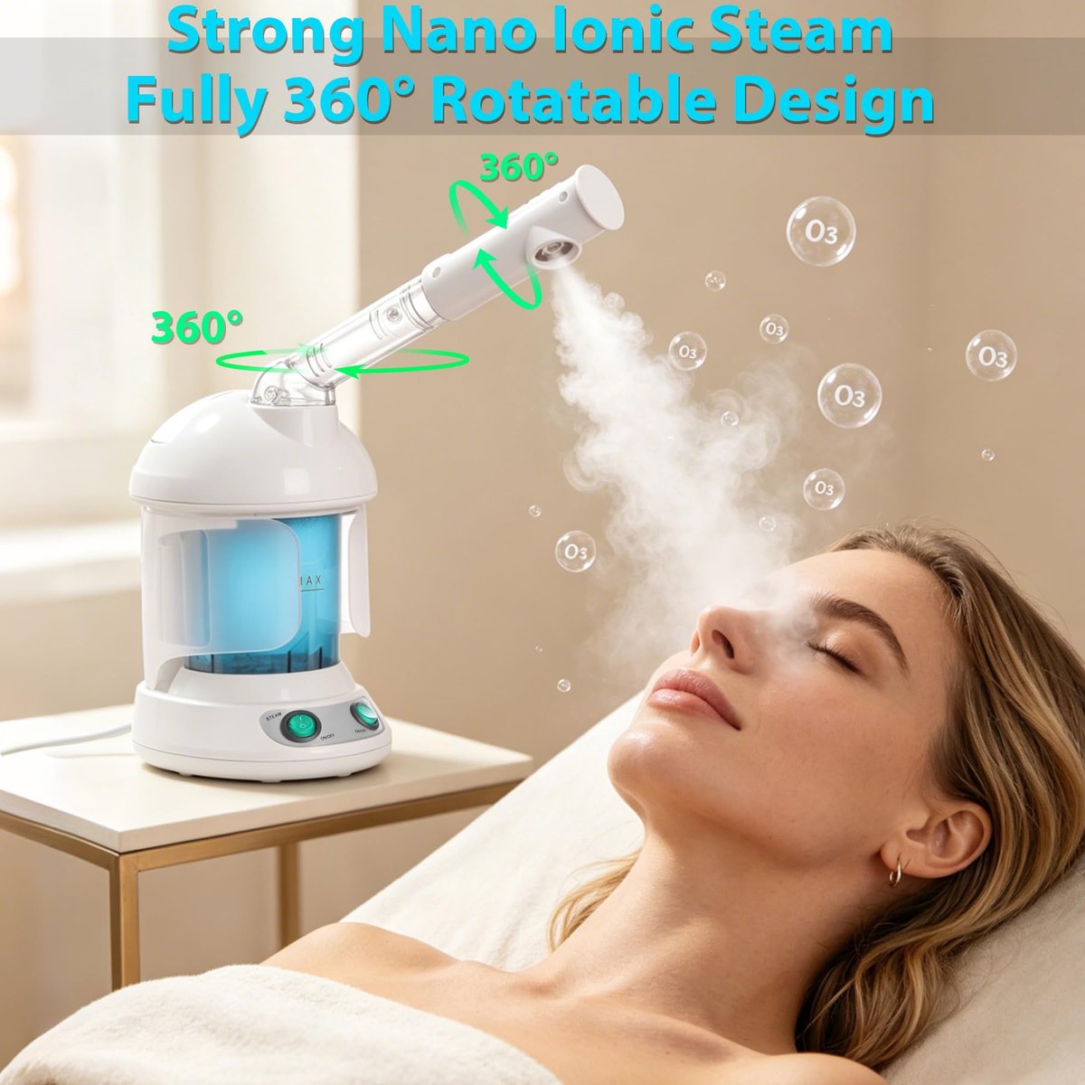SUPER DEAL Hair Steamer PRO 3 in 1 Multifunction Ozone Facial Steamer with Bonnet Hood Attachment - Hair Therapy & Face Steamer for Home or Salon Avelisse