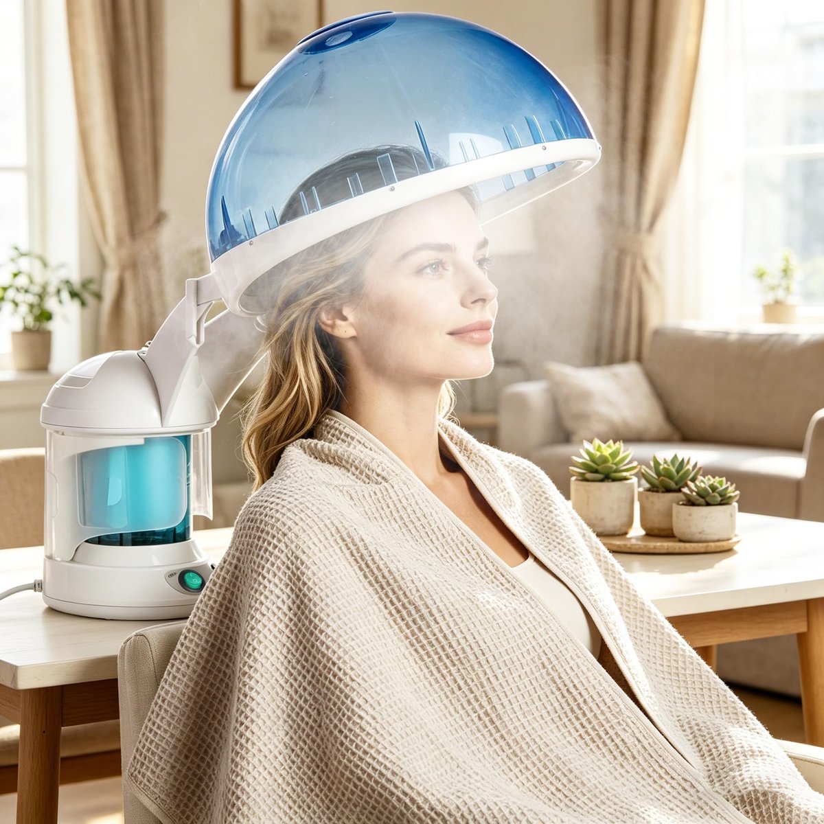 SUPER DEAL Hair Steamer PRO 3 in 1 Multifunction Ozone Facial Steamer with Bonnet Hood Attachment - Hair Therapy & Face Steamer for Home or Salon Avelisse