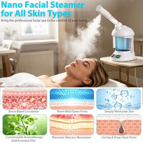 SUPER DEAL Hair Steamer PRO 3 in 1 Multifunction Ozone Facial Steamer with Bonnet Hood Attachment - Hair Therapy & Face Steamer for Home or Salon Avelisse