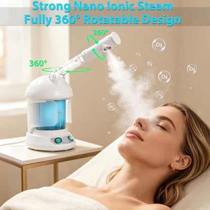 SUPER DEAL Hair Steamer PRO 3 in 1 Multifunction Ozone Facial Steamer with Bonnet Hood Attachment - Hair Therapy & Face Steamer for Home or Salon Avelisse