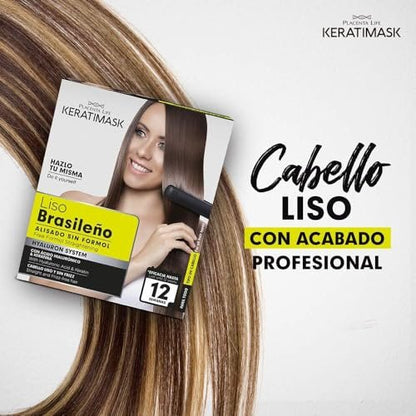 PLACENTA LIFE KERATIMASK Brazilian Straightening Kit with Keratin and Hyaluronic Acid - Formaldehyde Free Smoothing Treatment