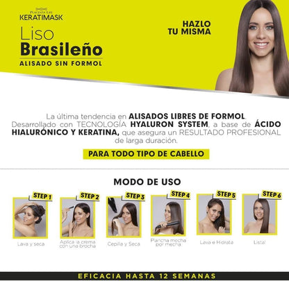 PLACENTA LIFE KERATIMASK Brazilian Straightening Kit with Keratin and Hyaluronic Acid - Formaldehyde Free Smoothing Treatment