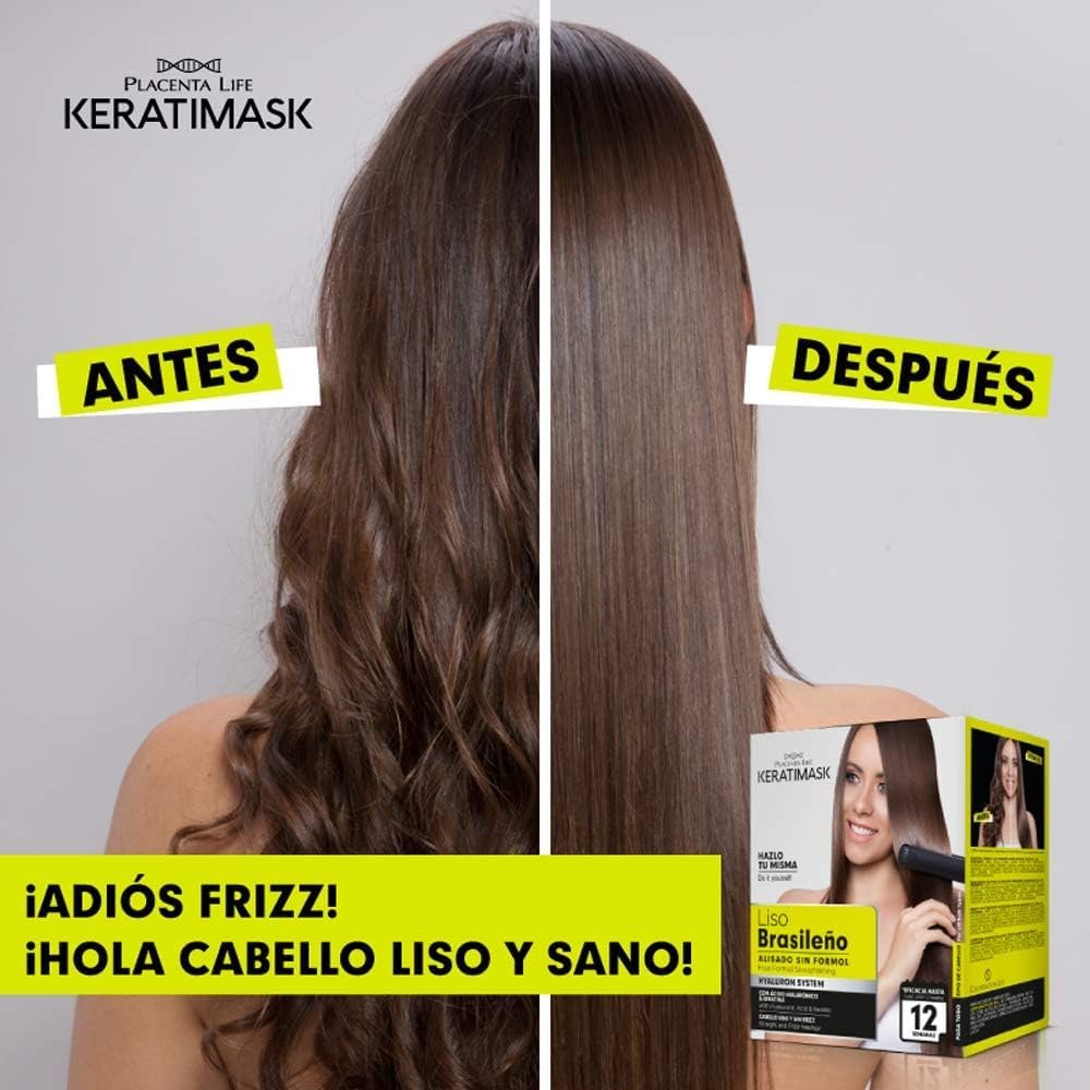 PLACENTA LIFE KERATIMASK Brazilian Straightening Kit with Keratin and Hyaluronic Acid - Formaldehyde Free Smoothing Treatment - görsel 7