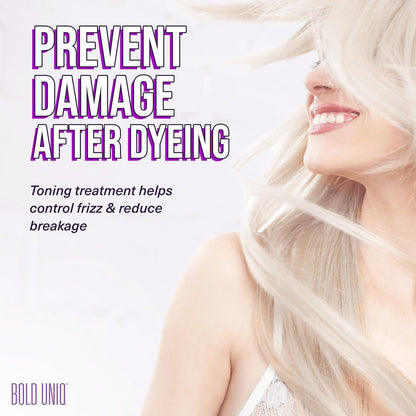 Bold Uniq Purple Hair Mask - Toner for Blonde, Platinum, Silver & Gray Hair - Removes Yellow Tones & Conditions - Vegan & Cruelty Free - 6.76 oz Avelisse