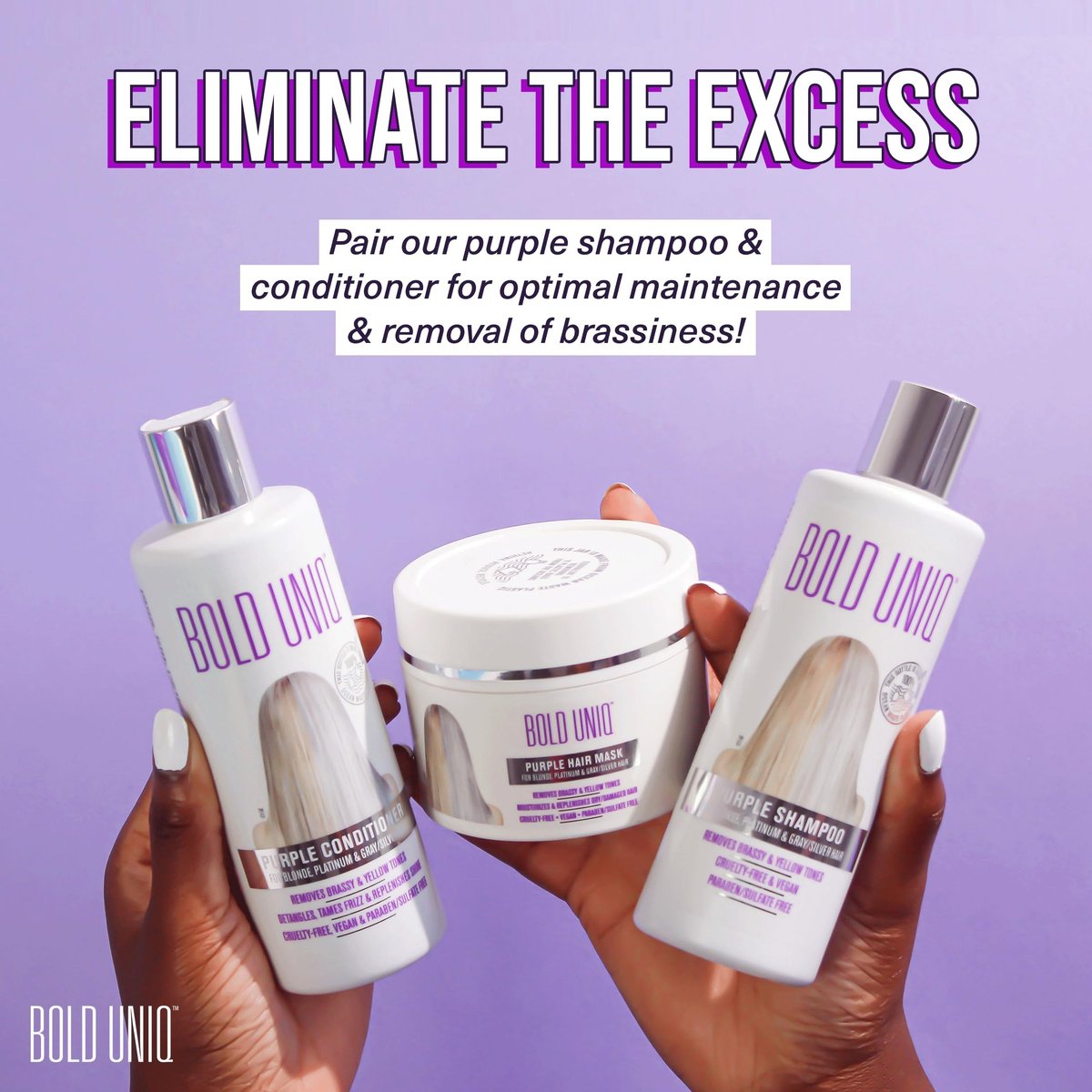 Bold Uniq Purple Hair Mask - Toner for Blonde, Platinum, Silver & Gray Hair - Removes Yellow Tones & Conditions - Vegan & Cruelty Free - 6.76 oz Avelisse