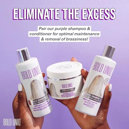 Bold Uniq Purple Hair Mask - Toner for Blonde, Platinum, Silver & Gray Hair - Removes Yellow Tones & Conditions - Vegan & Cruelty Free - 6.76 oz Avelisse
