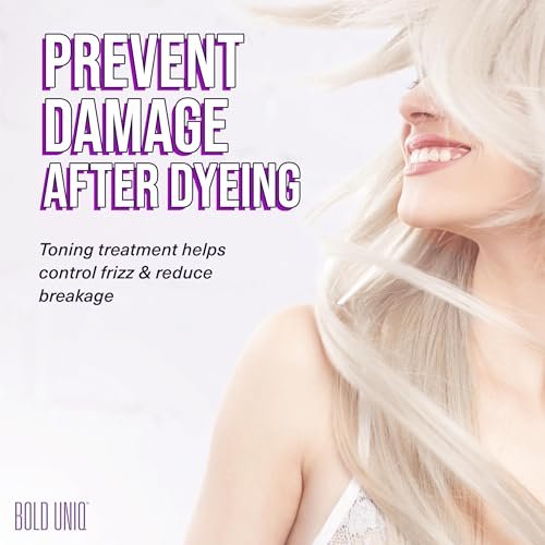 Bold Uniq Purple Hair Mask - Toner for Blonde, Platinum, Silver & Gray Hair - Removes Yellow Tones & Conditions - Vegan & Cruelty Free - 6.76 oz Avelisse