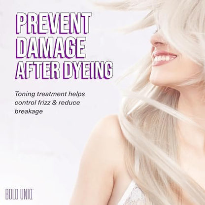 Bold Uniq Purple Hair Mask - Toner for Blonde, Platinum, Silver & Gray Hair - Removes Yellow Tones & Conditions - Vegan & Cruelty Free - 6.76 oz Avelisse