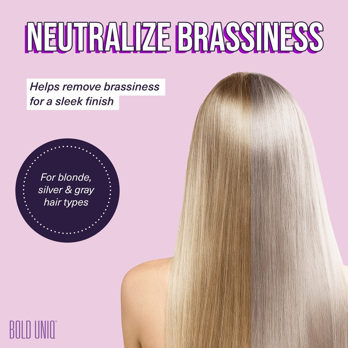 Bold Uniq Purple Hair Mask - Toner for Blonde, Platinum, Silver & Gray Hair - Removes Yellow Tones & Conditions - Vegan & Cruelty Free - 6.76 oz Avelisse